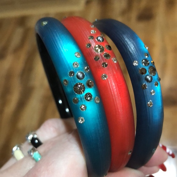 Alexis Bittar bangle bracelet’s x 3 with crystals - Picture 5 of 7